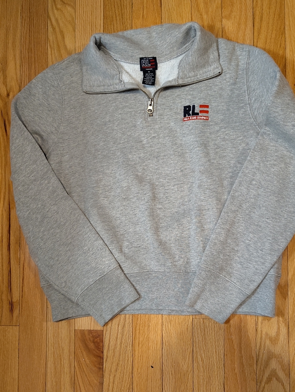 Ralph Lauren Light Grey Quarter-Zip Pullover with RL Patch